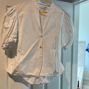 Vince peplum backless puff sleeve blouse summer poplin size 12